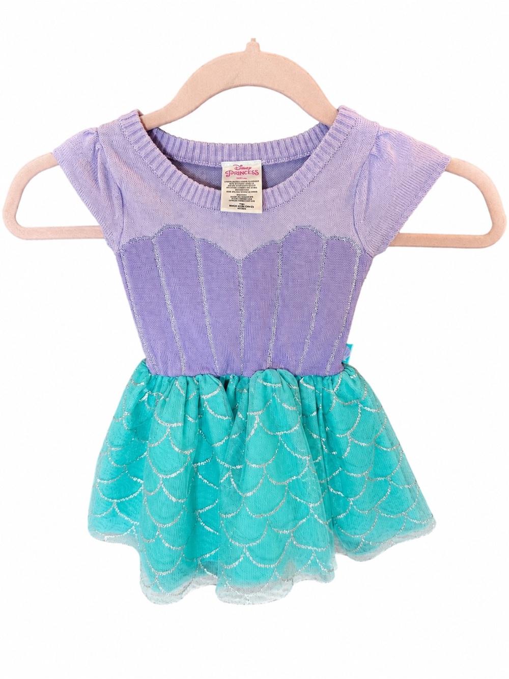 Disney Princess Ariel Little Mermaid Knit Tulle Dress Girls Size 12M